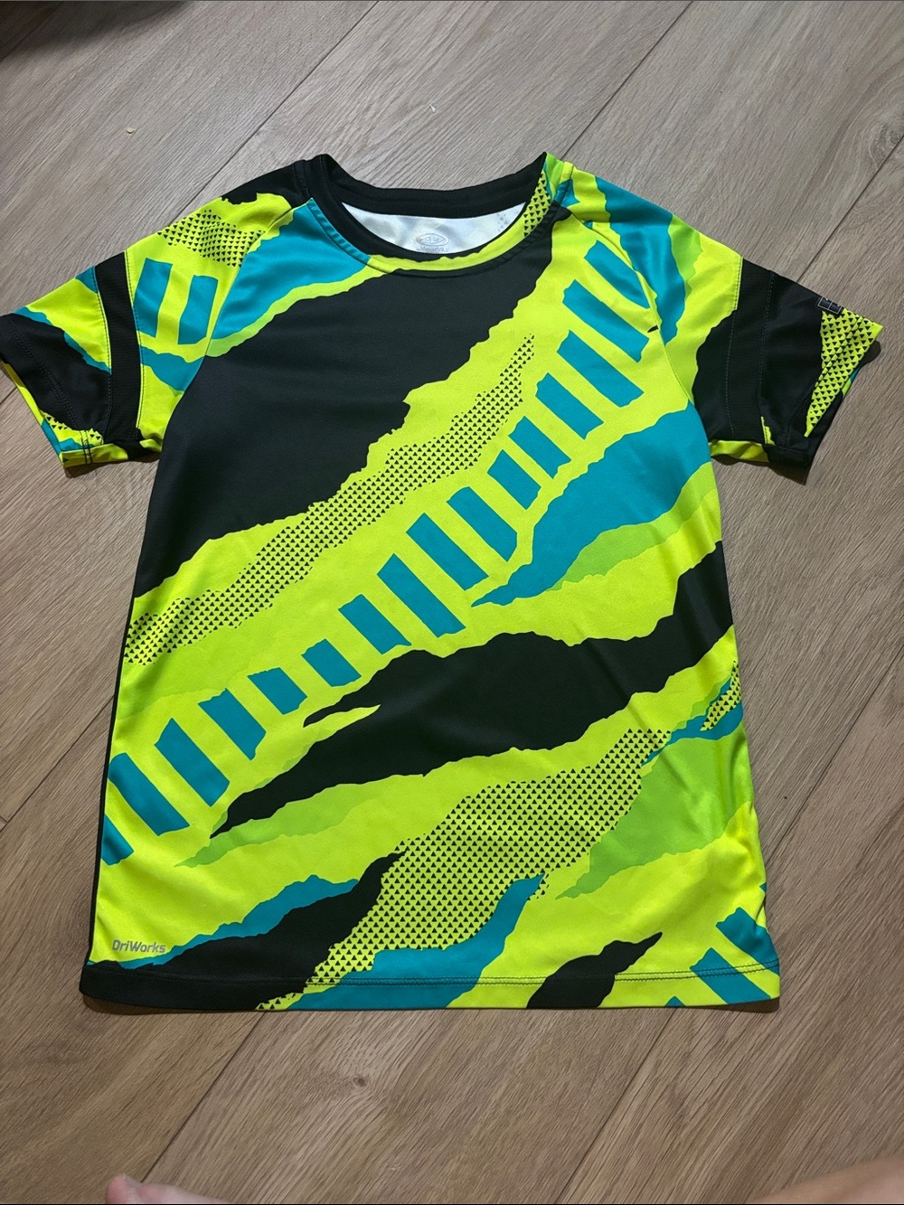 Athletic Works Black, Neon Green & Teal Kids' Swim Rash Guard